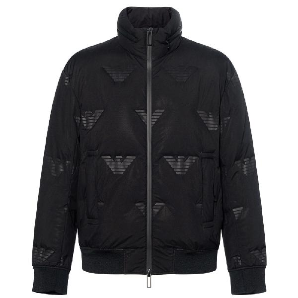 Emporio Armani FW22 Logo Print Puffer Jacket Black