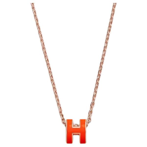Hermes Pop H Pendant Necklace Rose Gold