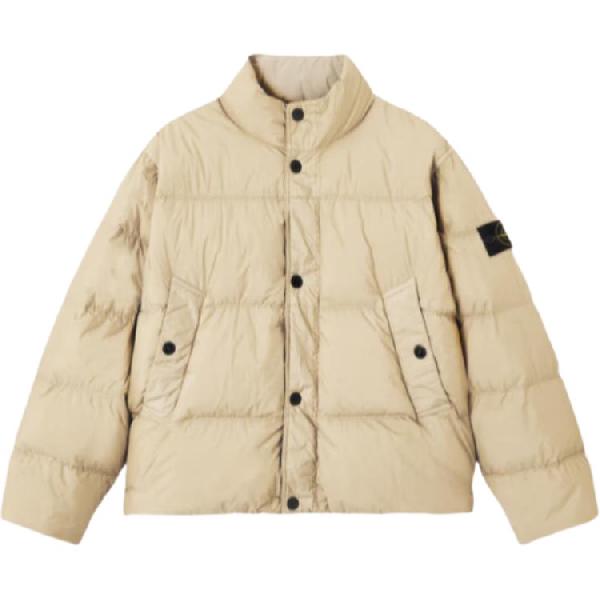 Stone Island Long Sleeve Zipper Pocket Down Jacket Desert