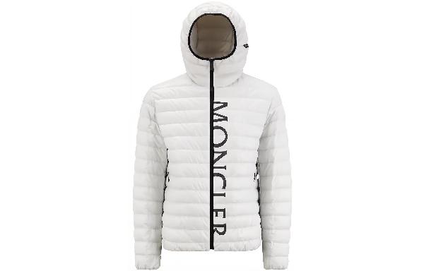 Moncler SS23 Zip Half Letter Print Down Jacket White