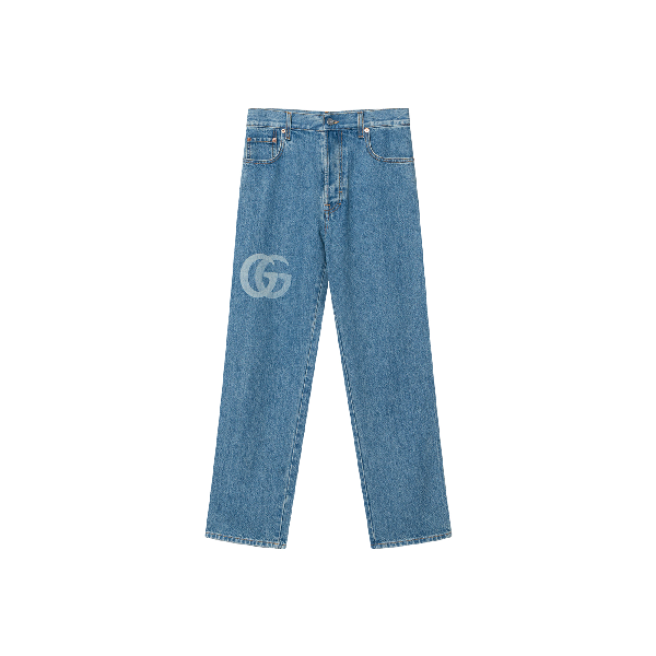 Gucci Logo Mid-Rise Slim Jeans Blue
