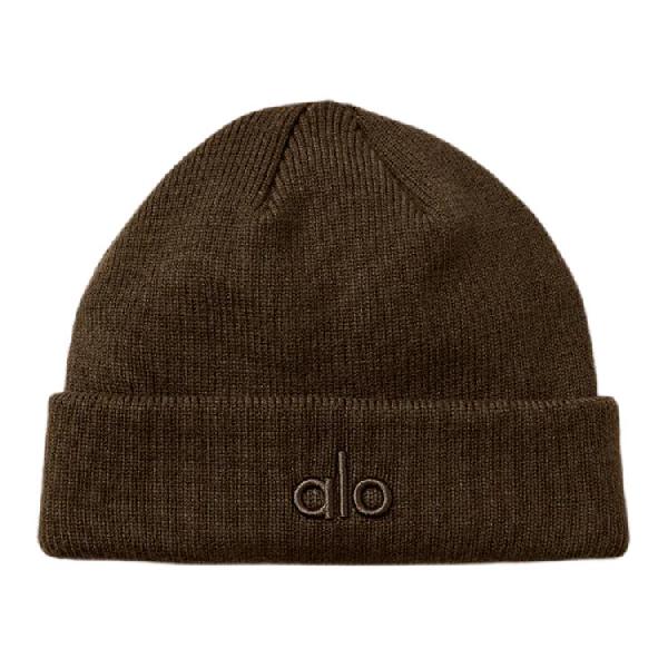 alo yoga Logo Recycled Polyester Beanie Deep Brown
