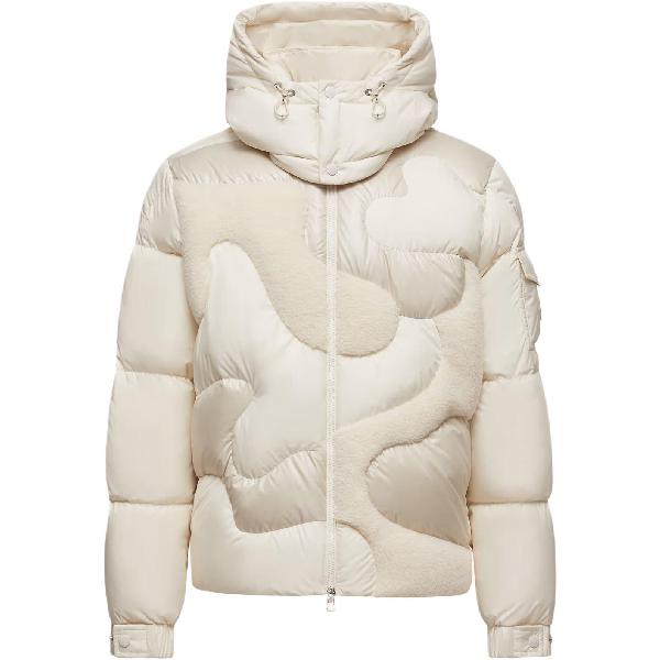 Moncler Candes Hooded Teddy Intarsia Short Down Jacket