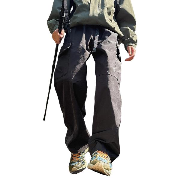 顶峰保罗 户外大口袋工装防风防水登山骑行山系纯色伞兵褶皱运动直筒裤无性别主义弹力显高显瘦百搭高街阔腿垂感休闲裤 男女同款
