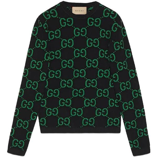 Gucci FW23 GG Jacquard Sweater Green