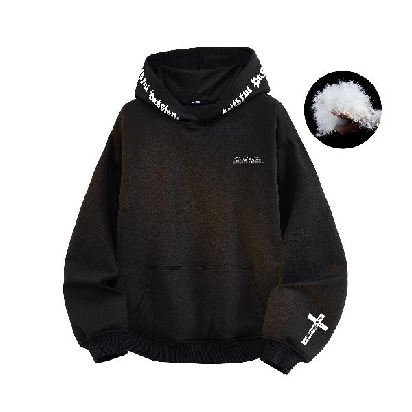 PAUL COSTELLOE Logo Print Hoodie Down Jacket