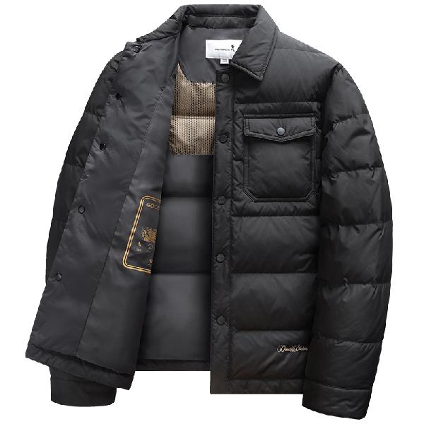 与狼共舞 行政通勤轻商务休闲百搭工装外套轻暖便携自在加厚保暖鹅绒内胆简约纯色翻领羽绒服 男款