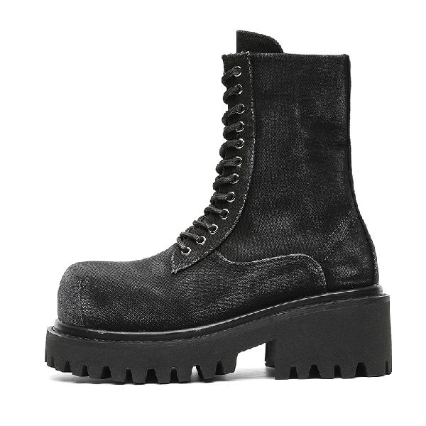 Dounkol PU Denim Work Boots 10CM Black