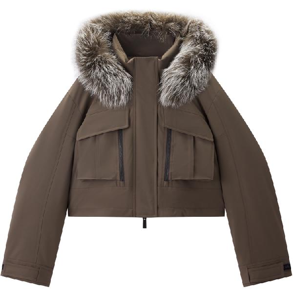 Peacebird Basic Fox Fur Collar Parka Down Jacket